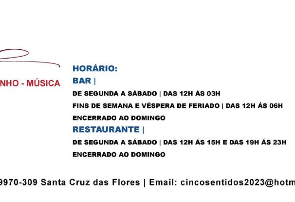 Restaurante - Bar 5 Sentidos - Flores