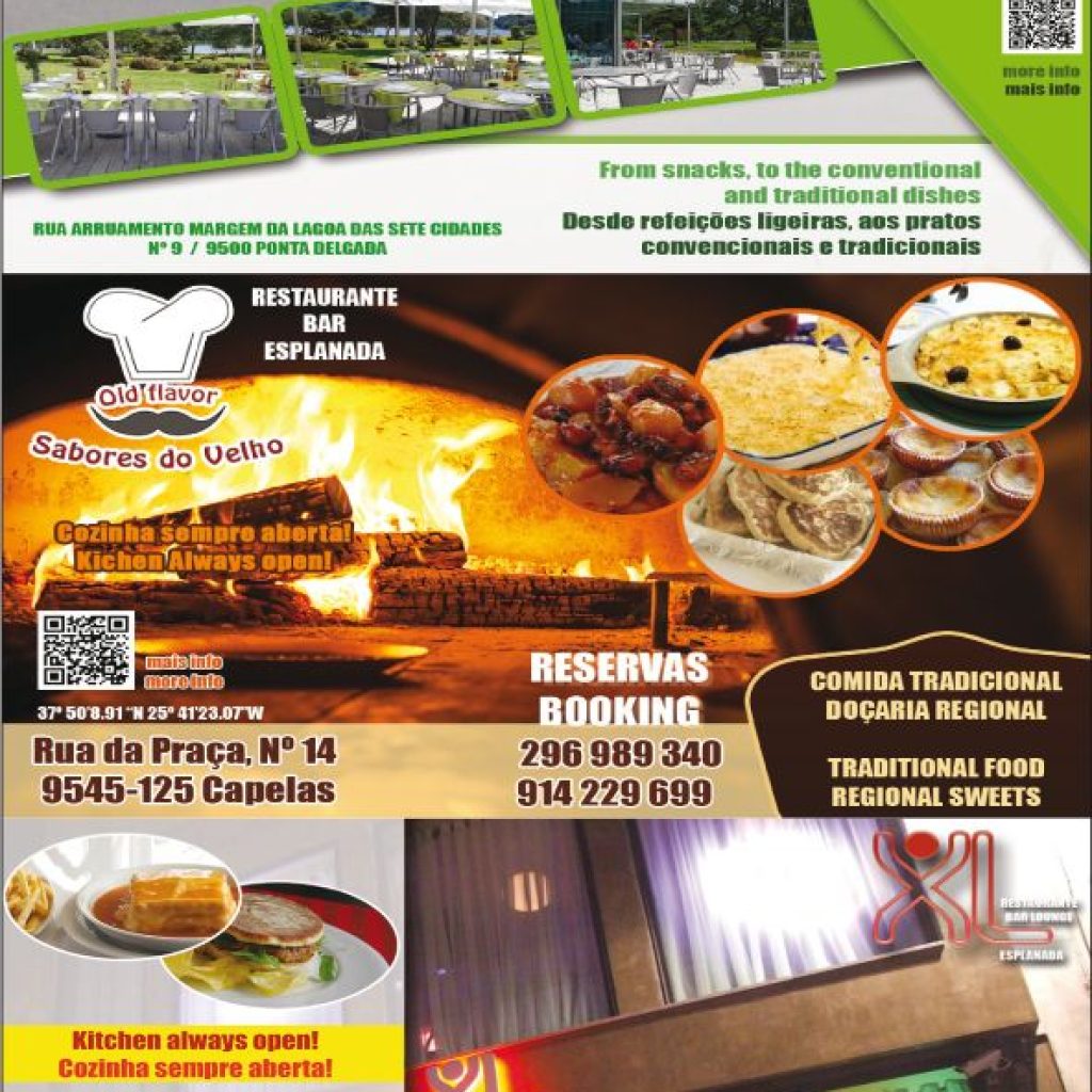 Restaurantes: Green Love/ Sabores do Velho / XL Bar Lounge -São Miguel